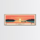 Lake Winnibigoshish, Minnesota Panoramic Wall Art Framed Canvas Print, Midcentury Modern, Pop Art, Home Decor, Travel Poster, Bedroom Art