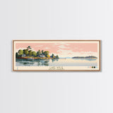 Lake Wylie, South Carolina Panoramic Wall Art Framed Canvas Print, Midcentury Modern, Pop Art, Home Decor, Travel Poster, Living Room Art