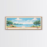 Lake Tawakoni, Texas Panoramic Wall Art Framed Canvas Print, Midcentury Modern, Pop Art, Home Decor, Travel Poster, Bedroom Art