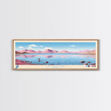 Lamoille Lake, Nevada Panoramic Wall Art Framed Canvas Print, Midcentury Modern, Pop Art, Home Decor, Travel Poster, Living Room Art