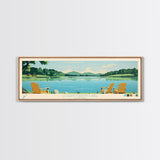 Logan Martin Lake, Alabama Panoramic Wall Art Framed Canvas Print, Midcentury Modern, Pop Art, Home Decor, Travel Poster, Bedroom Art