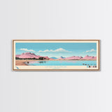 Lyman Reservoir, Arizona Panoramic Wall Art Framed Canvas Print, Midcentury Modern, Pop Art, Home Decor, Travel Poster, Bedroom Art