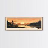 MacKay Lake, Northwest Territories Panoramic Wall Art Framed Canvas Print, Midcentury Modern, Pop Art, Home Decor, Travel Poster, Bedroom Art