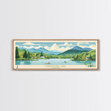 Maidstone Lake, Vermont Panoramic Wall Art Framed Canvas Print, Midcentury Modern, Pop Art, Home Decor, Travel Poster, Bedroom Art