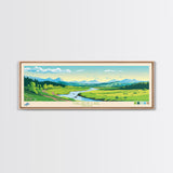 Malheur Lake, Oregon Panoramic Wall Art Framed Canvas Print, Midcentury Modern, Pop Art, Home Decor, Travel Poster, Living Room Art