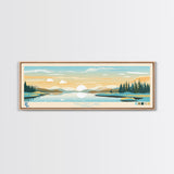 Mallery Lake, Nunavut Panoramic Wall Art Framed Canvas Print, Midcentury Modern, Pop Art, Home Decor, Travel Poster, Bedroom Art