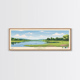 Malvern Lake, Kansas Panoramic Wall Art Framed Canvas Print, Midcentury Modern, Pop Art, Home Decor, Travel Poster, Living Room Art