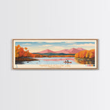 Mansfield Hollow Lake, Connecticut Panoramic Wall Art Framed Canvas Print, Midcentury Modern, Pop Art, Home Decor, Travel Poster, Living Room Art