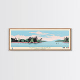 Monticello Reservoir, South Carolina Framed Canvas Print, Panoramic Wall Art, Midcentury Modern, Pop Art, Home Decor, Travel Poster, Bedroom Art