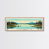 Mooselookmeguntic Lake, Maine Framed Canvas Print, Panoramic Wall Art, Midcentury Modern, Pop Art, Home Decor, Travel Poster, Living Room Art