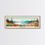 Naknek Lake, Alaska Framed Canvas Print, Panoramic Wall Art, Midcentury Modern, Pop Art, Home Decor, Travel Poster, Living Room Art