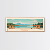 Newfound Lake, New Hampshire Framed Canvas Print, Panoramic Wall Art, Midcentury Modern, Pop Art, Home Decor, Travel Poster, Living Room Art