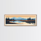 Nonvianuk Lake, Alaska Framed Canvas Print, Panoramic Wall Art, Midcentury Modern, Pop Art, Home Decor, Travel Poster, Living Room Art