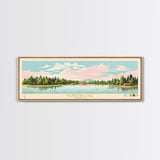 Norfork Lake, Arkansas Framed Canvas Print, Panoramic Wall Art, Midcentury Modern, Pop Art, Home Decor, Travel Poster, Bedroom Art