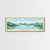 Norris Lake, Tennessee Framed Canvas Print, Panoramic Wall Art, Midcentury Modern, Pop Art, Home Decor, Travel Poster, Living Room Art