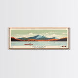 Otis Reservoir, Massachusetts Framed Canvas Print, Panoramic Wall Art, Midcentury Modern, Pop Art, Home Decor, Travel Poster, Living Room Art