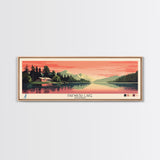 Pakwash Lake, Ontario Framed Canvas Print, Panoramic Wall Art, Midcentury Modern, Pop Art, Home Decor, Travel Poster, Bedroom Art