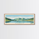 Palisades Reservoir, Idaho Framed Canvas Print, Panoramic Wall Art, Midcentury Modern, Pop Art, Home Decor, Travel Poster, Living Room Art