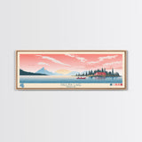 Paulina Lake, Oregon Framed Canvas Print, Panoramic Wall Art, Midcentury Modern, Pop Art, Home Decor, Travel Poster, Living Room Art