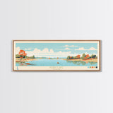 Perry Lake, Kansas Framed Canvas Print, Panoramic Wall Art, Midcentury Modern, Pop Art, Home Decor, Travel Poster, Living Room Art