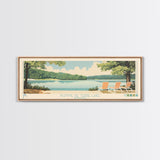 Pomme de Terre Lake, Missouri Framed Canvas Print, Living Room Art, Midcentury Modern, Pop Art, Panoramic Travel Poster, Wall Decor