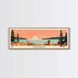 Primrose Lake, Saskatchewan Framed Canvas Print, Home Decor, Midcentury Modern, Panoramic Travel Poster, Pop Art, Wall Art