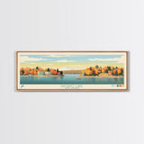 Ramapo Lake, New Jersey Framed Canvas Print, Home Decor, Midcentury Modern, Panoramic Travel Poster, Pop Art, Wall Art