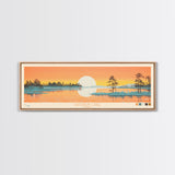 Rathbun Lake, Iowa Framed Canvas Print, Home Decor, Midcentury Modern, Panoramic Wall Art, Travel Poster, Pop Art