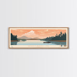 Richard B. Russell Lake, Georgia Framed Canvas Print, Panoramic Travel Poster, Midcentury Modern Art, Living Room Decor, Pop Art, Wall Art