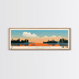 Ross Barnett Reservoir, Mississippi Framed Canvas Print, Panoramic Wall Art, Midcentury Modern Decor, Living Room Art, Pop Art, Travel Poster