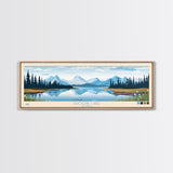 Shogvik Lake, Alaska Framed Canvas Print, Panoramic Travel Poster, Midcentury Modern Art, Home Decor, Pop Art, Wall Art