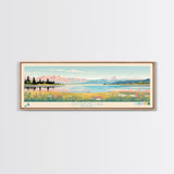 Shoshone Lake, Wyoming Framed Canvas Print, Panoramic Wall Art, Midcentury Modern Decor, Pop Art, Bedroom Decoration, Travel Poster