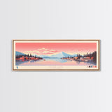 Silver Lake, California Framed Canvas Print, Panoramic Travel Poster, Midcentury Modern Art, Wall Art, Pop Art, Living Room Decoration