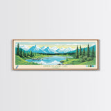 Upper Ugashik Lake, Alaska Framed Canvas Print, Panoramic Lake House Art, Midcentury Modern Decor, Pop Art, Travel Poster, Living Room Wall Art