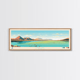 Utah Lake, Utah Framed Canvas Print, Panoramic Lake House Decor, Midcentury Modern Art, Pop Art, Travel Poster, Bedroom Wall Art