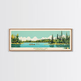 Wapawekka Lake, Saskatchewan Framed Canvas Print, Panoramic Lake House Decor, Midcentury Modern Art, Pop Art, Travel Poster, Bedroom Wall Art