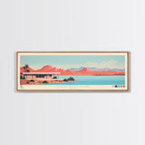 Willow Springs Lake, Arizona Panoramic Framed Canvas Print, Lake House Decor, Midcentury Modern Art, Pop Art, Travel Poster