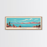 Wilson Lake, Arizona Framed Canvas Print, Panoramic Lake House Art, Midcentury Modern Decor, Pop Art, Travel Poster, Wall Art