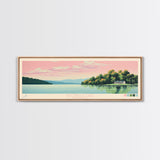 Yatesville Lake, Kentucky Panoramic Framed Canvas Print, Lake House Decor, Midcentury Modern Art, Pop Art, Travel Poster