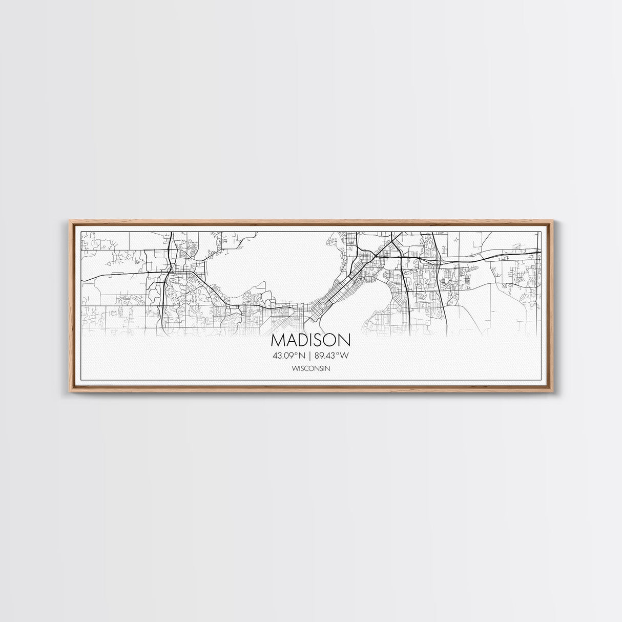 Panoramic Madison City Map, Wisconsin Art, Map Print, Minimalist Wall Art, Canvas Art, Housewarming Gift, Street Map Art, Closing Gift