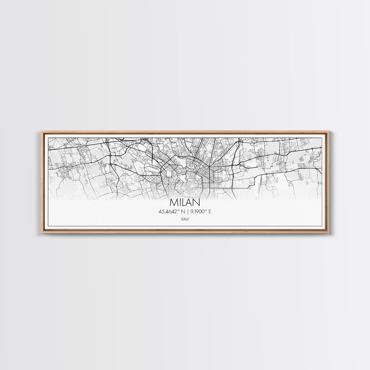 Panoramic Milan City Map, Italy Art, Map Print, Minimalist Wall Art, Canvas Art, Housewarming Gift, Street Map Art, Closing Gift