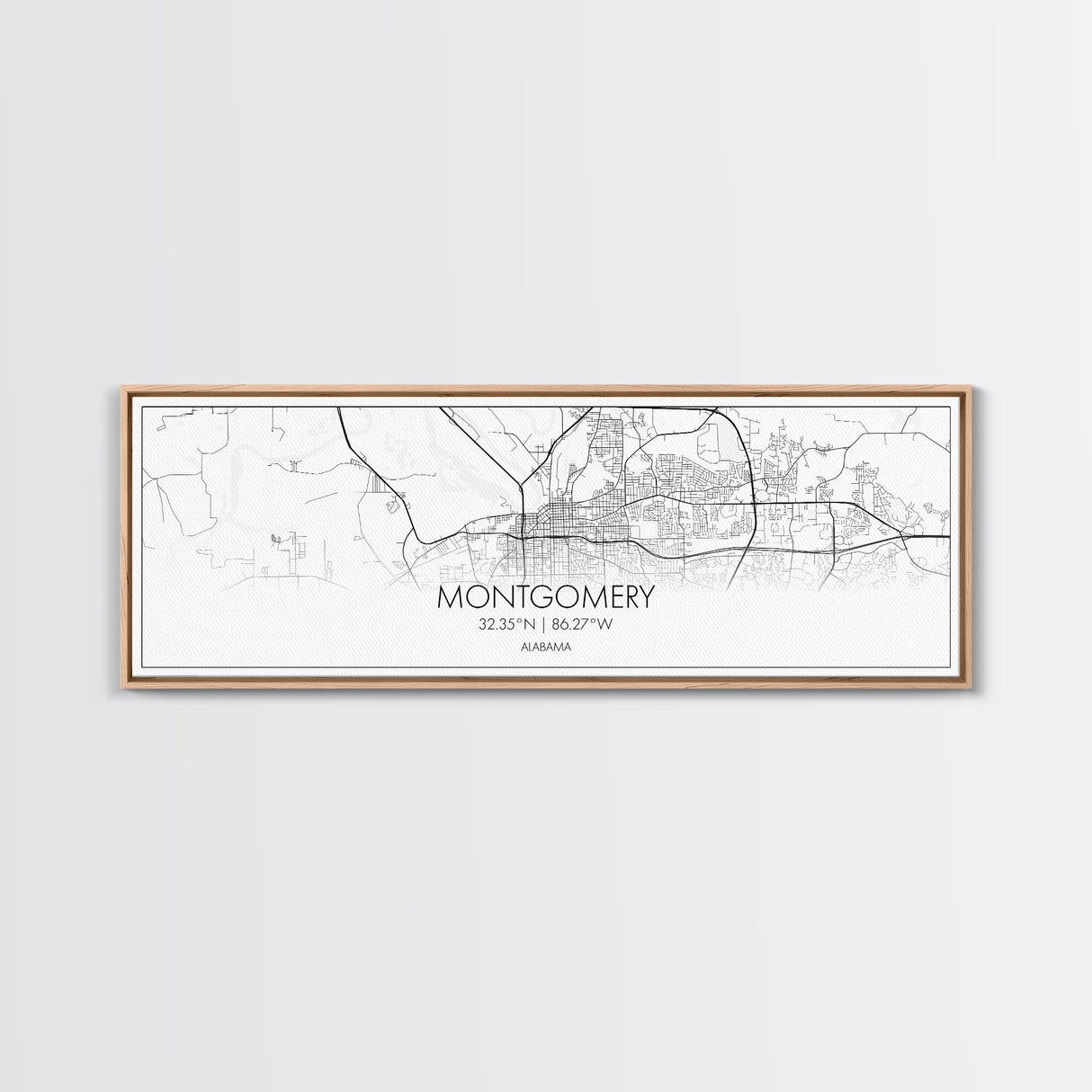 Panoramic Montgomery City Map, Alabama Art, Map Print, Minimalist Wall Art, Canvas Art, Housewarming Gift, Street Map Art, Closing Gift