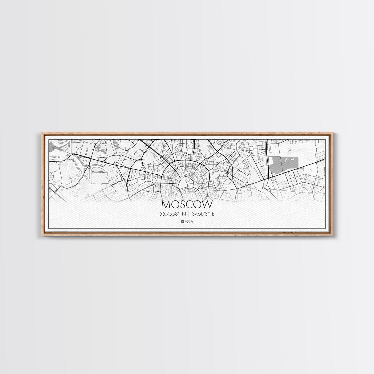 Panoramic Moscow City Map, Russia Art, Map Print, Minimalist Wall Art, Canvas Art, Housewarming Gift, Street Map Art, Closing Gift