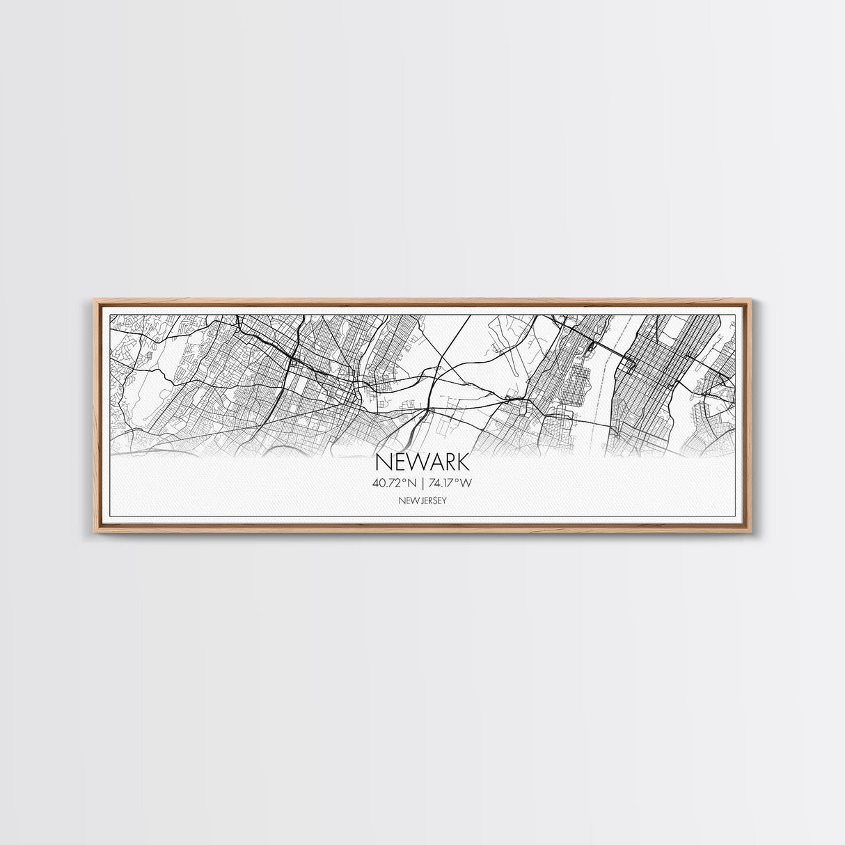 Panoramic Newark City Map, New Jersey Art, Map Print, Minimalist Wall Art, Canvas Art, Housewarming Gift, Street Map Art, Closing Gift