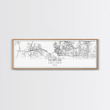 Panoramic Norfolk City Map, Virginia Art, Map Print, Minimalist Wall Art, Canvas Art, Housewarming Gift, Street Map Art, Closing Gift