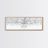 Panoramic Orlando City Map, Florida Art, Map Print, Minimalist Wall Art, Canvas Art, Housewarming Gift, Street Map Art, Closing Gift