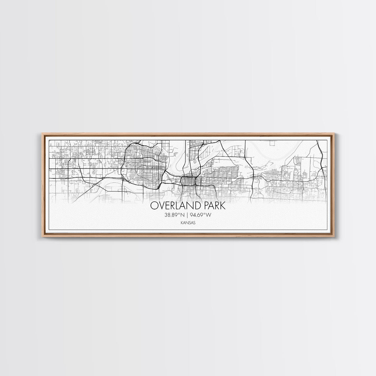 Panoramic Overland Park City Map, Kansas Art, Map Print, Minimalist Wall Art, Canvas Art, Housewarming Gift, Street Map Art, Closing Gift