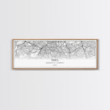 Panoramic Paris City Map, France Art, Map Print, Minimalist Wall Art, Canvas Art, Housewarming Gift, Street Map Art, Closing Gift