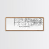 Panoramic Pembroke Pines City Map, Florida Art, Map Print, Minimalist Wall Art, Canvas Art, Housewarming Gift, Street Map Art, Closing Gift