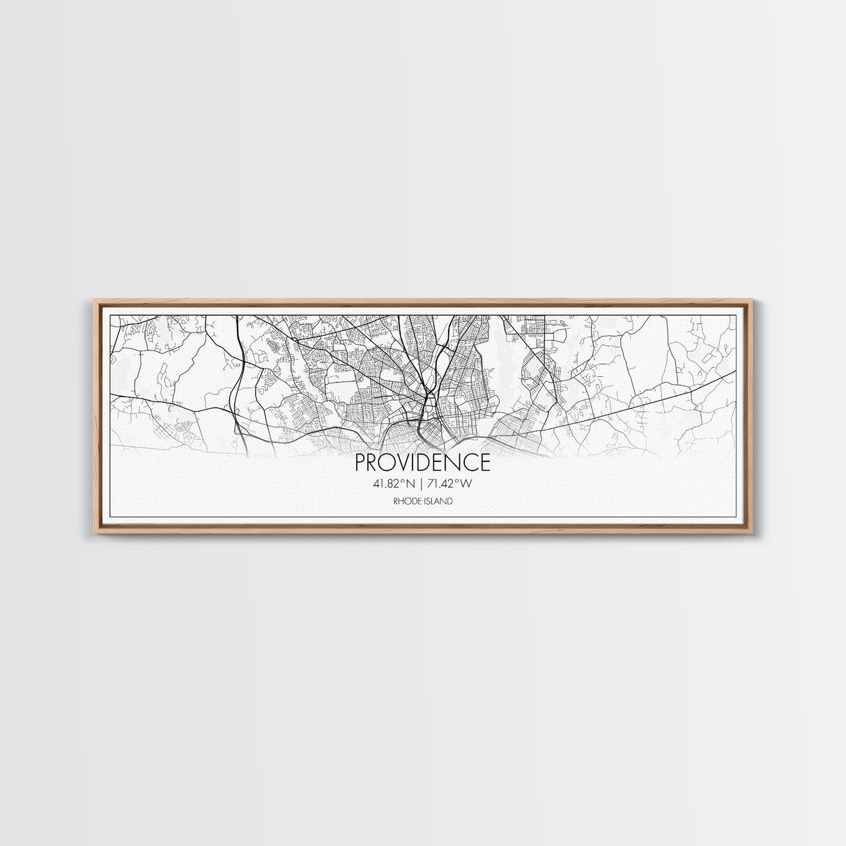 Panoramic Providence City Map, Rhode Island Art, Map Print, Minimalist Wall Art, Canvas Art, Housewarming Gift, Street Map Art, Closing Gift